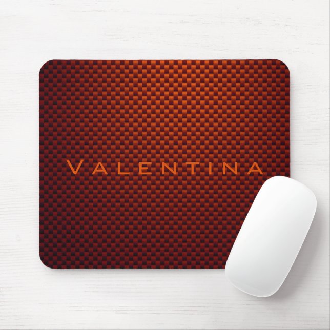Personalized Orange Black carbon fiber patterned Mouse Pad (With Mouse)