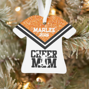 Personalized Orange & Black Cheer Mom Ornament
