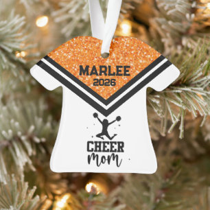 Personalized Orange & Black Cheer Mom Ornament