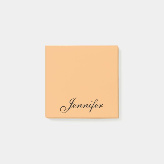 Personalized Orange Black Script Name Post-it Notes (Front)