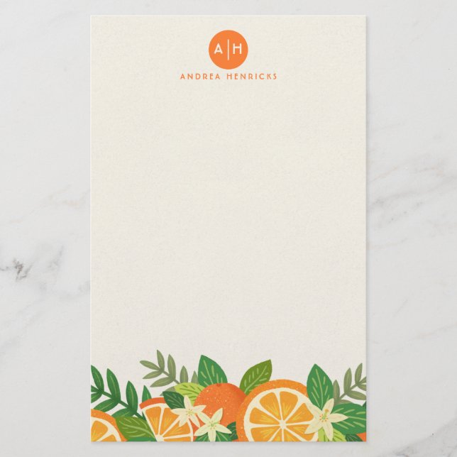Personalized Orange Blossom Stationery (Front)