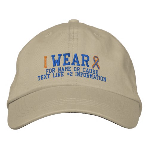 Personalized Orange Blue Ribbon Awareness Embroidered Baseball Hat