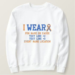 Personalized Orange Blue Ribbon Awareness Embroidered Sweatshirt