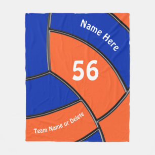 Personalized Orange Blue Volleyball Throw Blankets