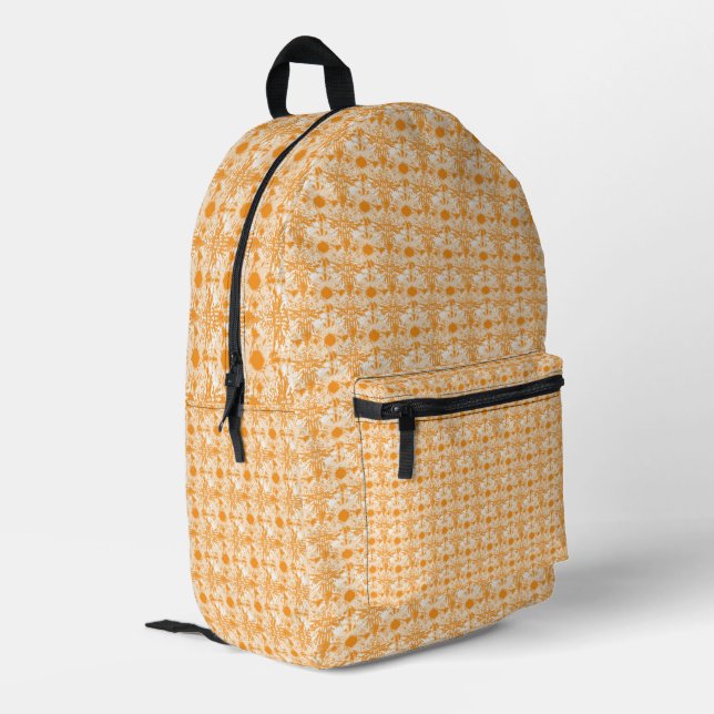 Personalized Orange Boho Pattern Backpack (Back Corner Left)