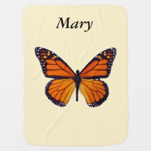 Personalized Orange Butterfly Baby Blanket