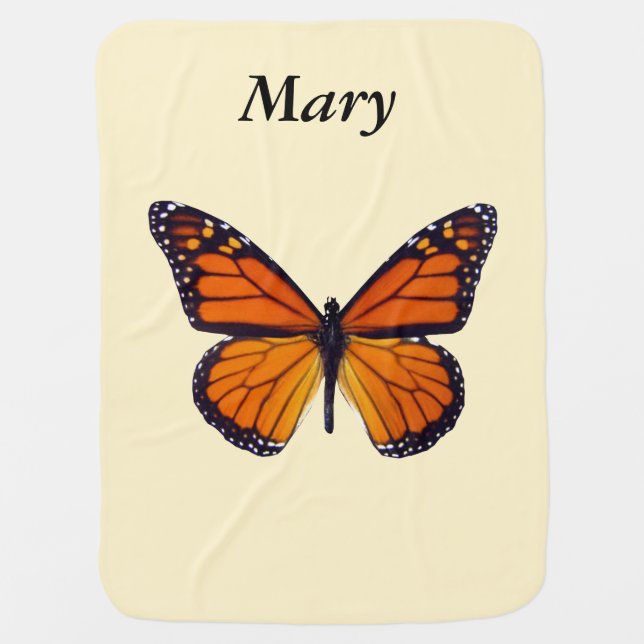 Personalized Orange Butterfly Baby Blanket (Front)