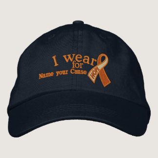 Personalized Orange Cancer Hope Ribbon Your Text Embroidered Baseball Hat