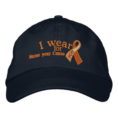 Personalized Orange Cancer Hope Ribbon Your Text Embroidered Baseball Hat