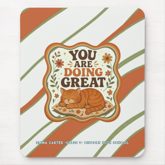 Personalized Orange Cat  Mouse Pad (Front)