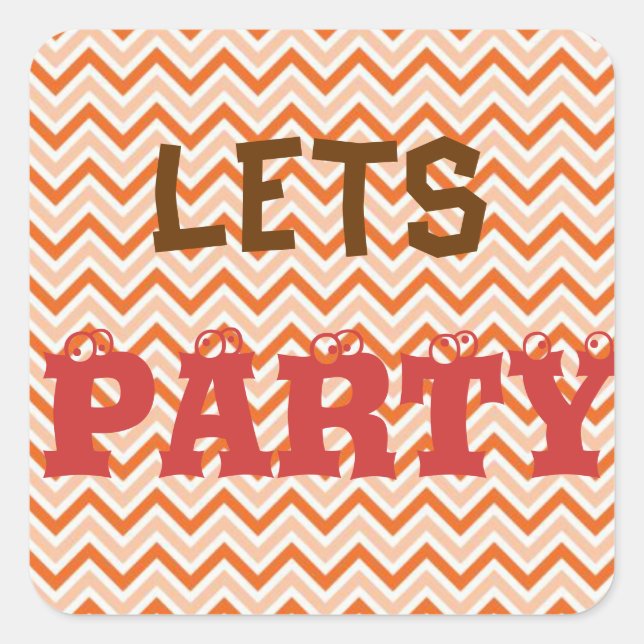 Personalized orange-chevron square sticker (Front)