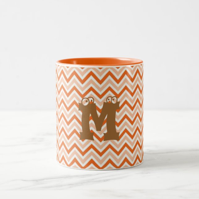 Personalized orange-chevron Two-Tone coffee mug (Center)