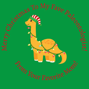 Personalized Orange Christmas Lights Dinosaur Wrapping Paper