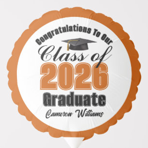 Personalized Orange Class of 2026 Graduation Party Balloon