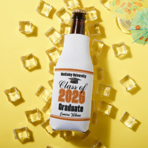 Personalized Orange Class of 2026 Graduation Party Bottle Cooler