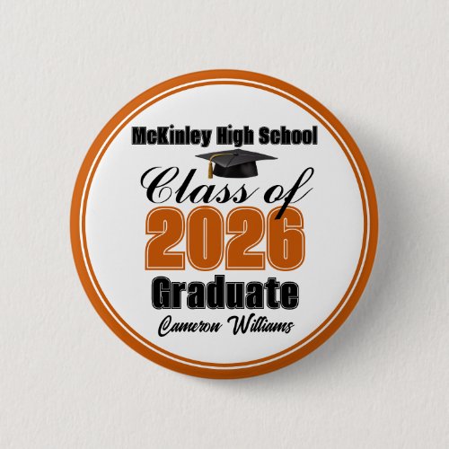 Personalized Orange Class of 2026 Graduation Party