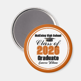 Personalized Orange Class of 2026 Graduation Party Magnet