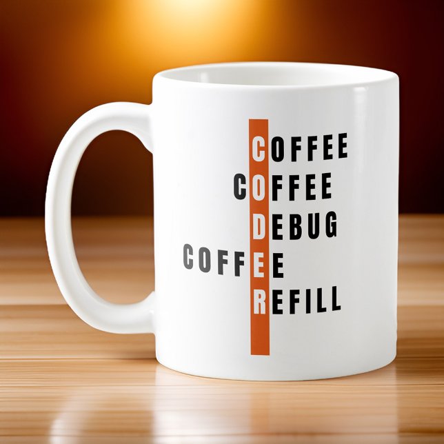 Personalized Orange Coffee Debug Refill Coder Coffee Mug (Creator Uploaded)