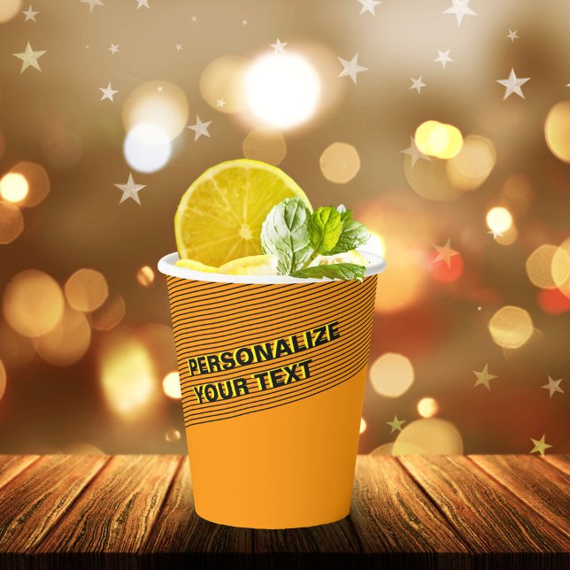 Personalized Orange Cool Modern Simple Neon Party Paper Cups (Creator Uploaded)