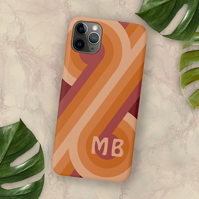 Personalized Orange Dark Maroon Red Retro Art Case-Mate iPhone Case (Creator Uploaded)
