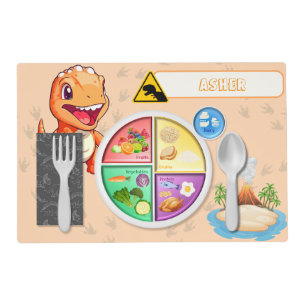 Personalized Orange Dinosaur Fun Learning Kids Placemat