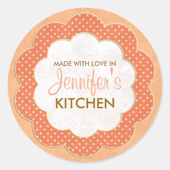 Personalized Orange Floral Dot Canning Stickers by koncepts at Zazzle