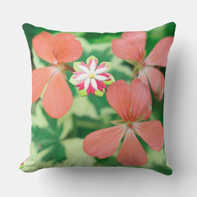 Personalized Orange Flower Garden Soft Pillow (Front)