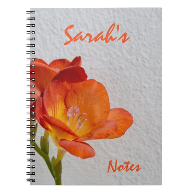 Personalized Orange Fressia Notebook (Front)