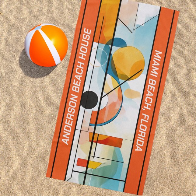 Personalized Orange Geometric Abstract Beach Towel (Creator Uploaded)