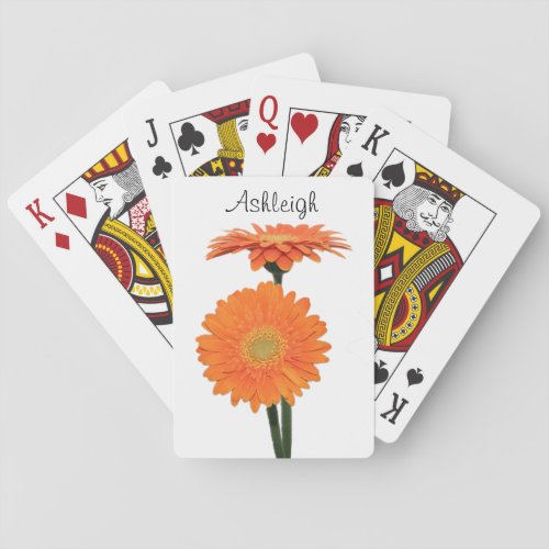 Personalized Orange Gerbera Daisies Playing Cards