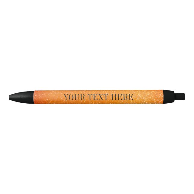 Personalized orange glitter pen with custom text (Front)