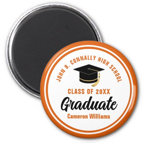 Personalized Orange Graduate 2024 Graduation Party Magnet