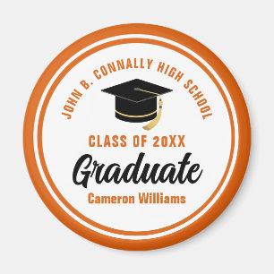 Personalized Orange Graduate Commemorative Magnet