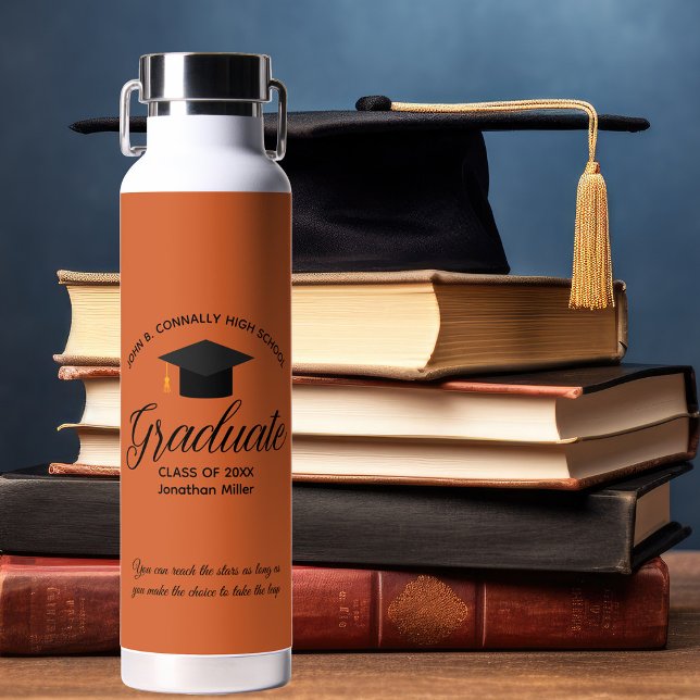 Personalized Orange Graduation 2025 Graduate Water Bottle (Creator Uploaded)