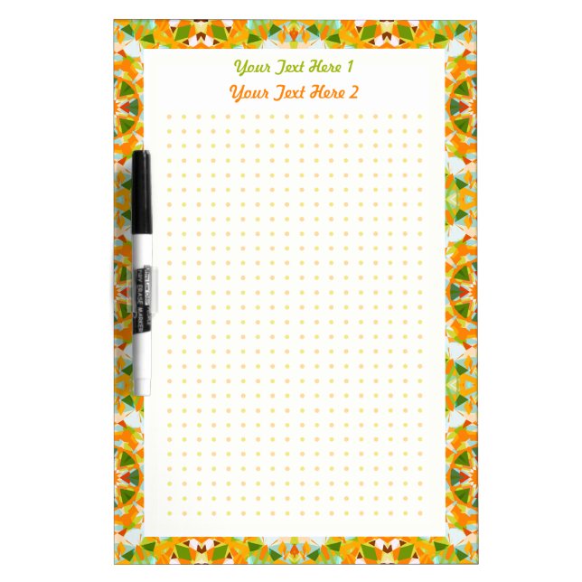 Personalized Orange Green Dot Grid Goal Planner Dry Erase Board (Front)