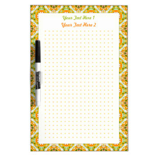 Personalized Orange Green Dot Grid School Planner Dry Erase Board