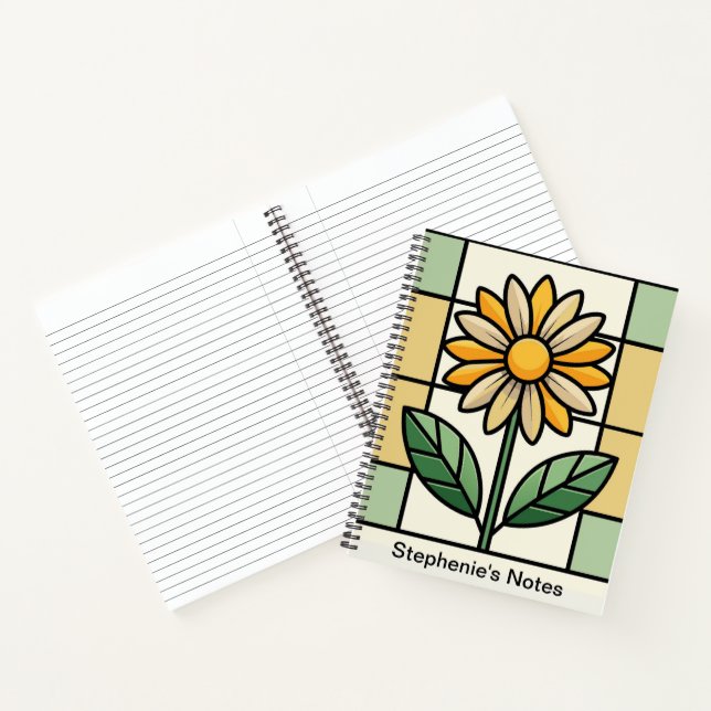 Personalized Orange Green Yellow Florals Notebook (Inside)