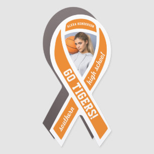 Personalized Orange High School Sports Team Car Magnet