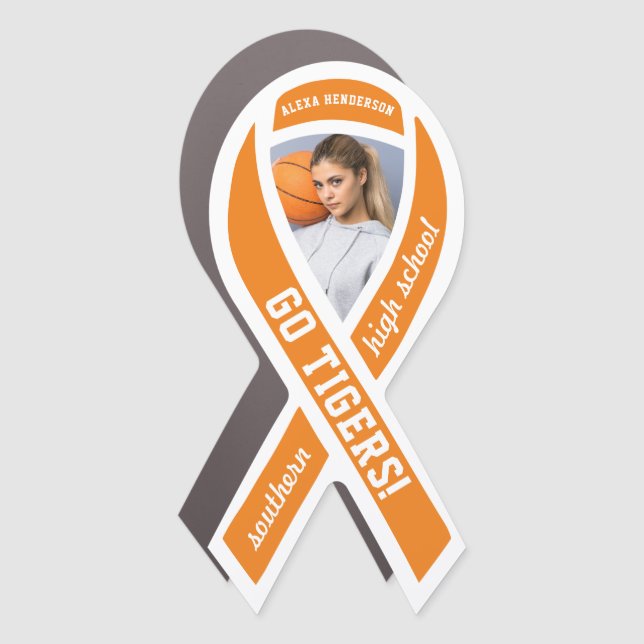 Personalized Orange High School Sports Team Car Magnet (Front)