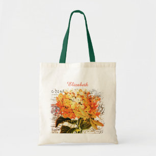 Personalized Orange hydrangea and dragonfly Tote B Bag