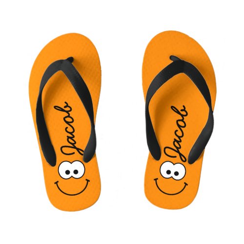 Personalized Orange Kids Flip Flops