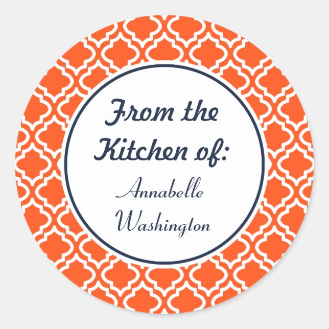 Personalized Orange Kitchen Stickers (Front)
