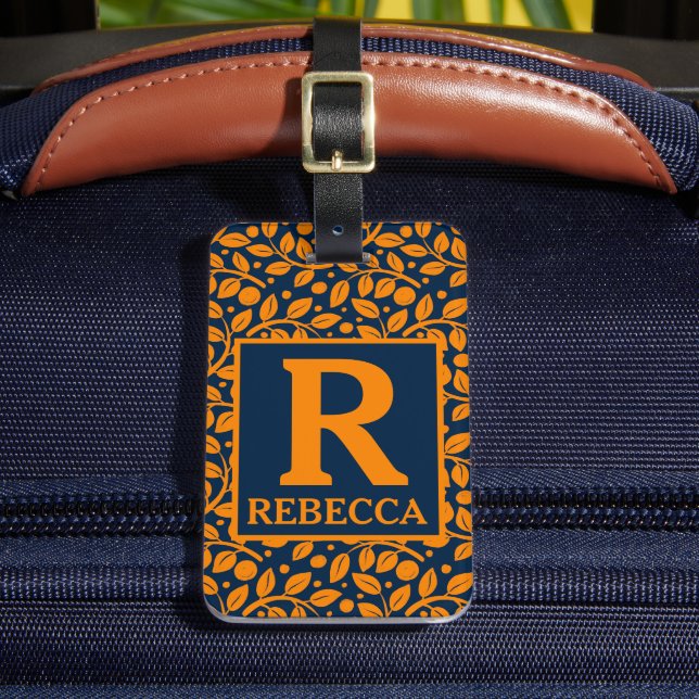 Personalized Orange Leaf Design  Luggage Tag (Front Insitu 2)