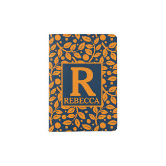 Personalized Orange Leaf Design  Passport Holder