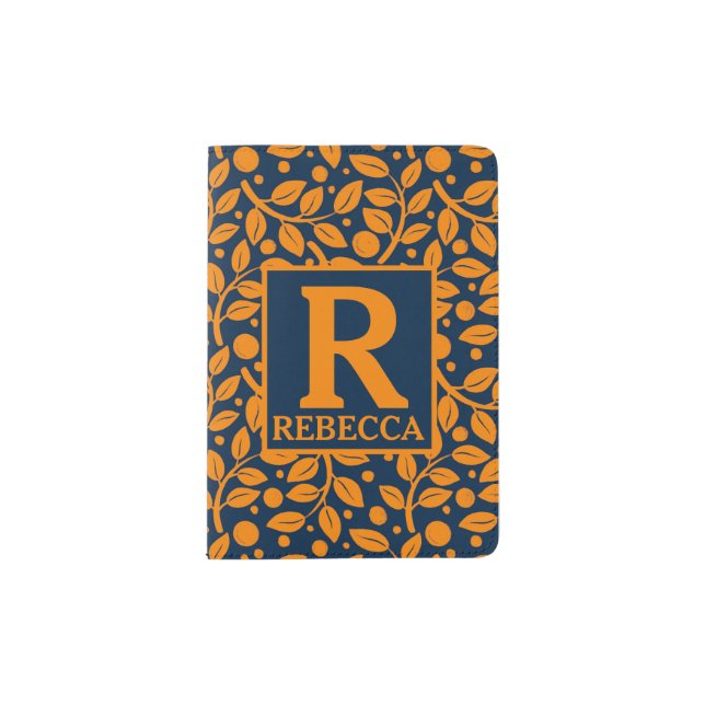 Personalized Orange Leaf Design  Passport Holder (Front)