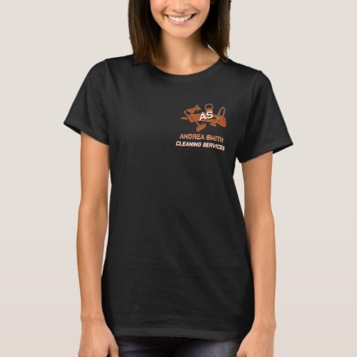 Personalized Orange Logo Cleaning Services Black T_Shirt