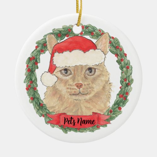 Personalized Orange Maine Coon Cat Ceramic Ornament