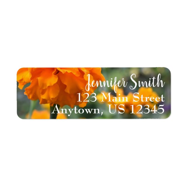 Personalized Orange Marigold Nature Floral Flower Label (Front)