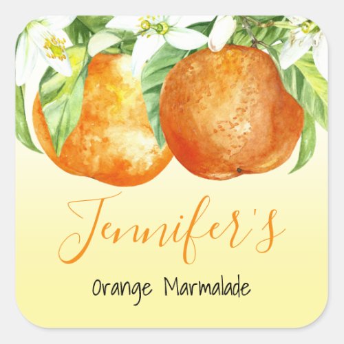 Personalized Orange Marmalade Canning Jar Square Sticker