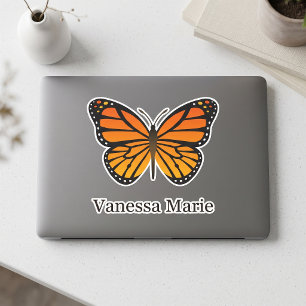 Personalized Orange Monarch Butterfly Name Sticker